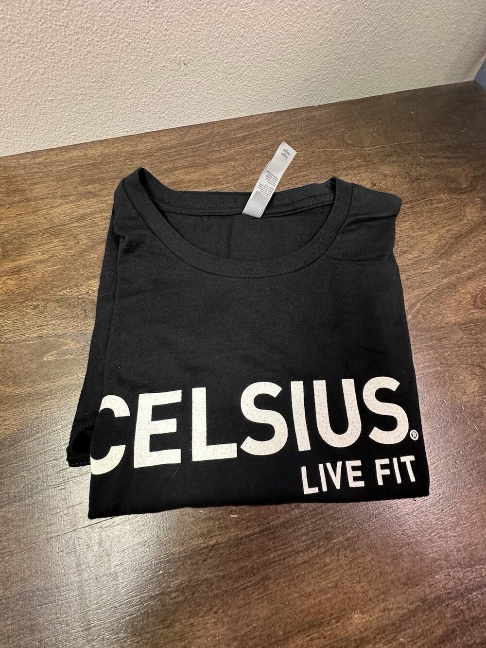 Celsius Live Fit Energy Drink Promo T-Shirt Mens Black Short Sleeve